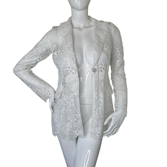 Elie Tahari vibrant pure white Blazer jacket formal bride Sleek Design - Picture 14 of 17
